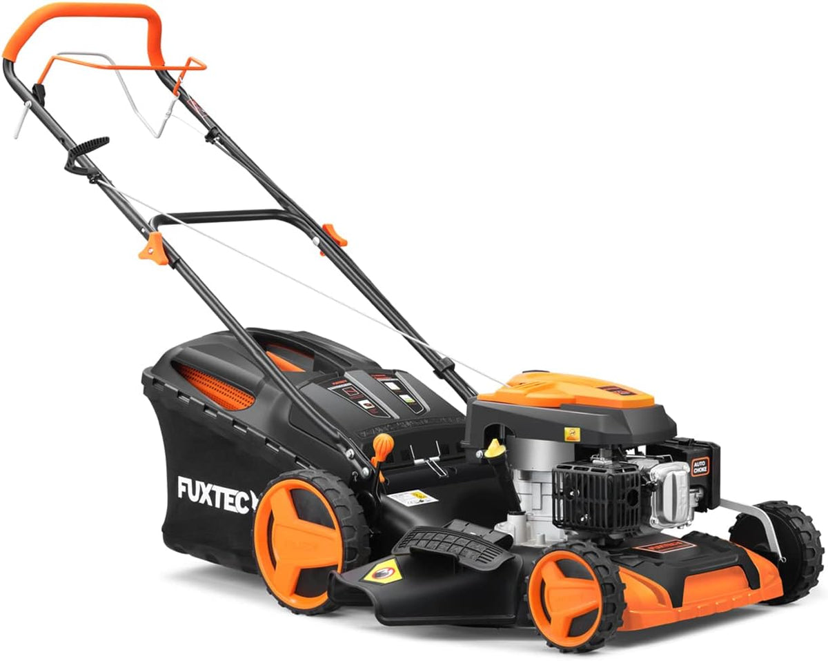 cortacésped FX-RM5196, FUXTEC, FX-RM5196 de Gasolina 4 en 1 con Edge-Cut, 51 cm de Ancho de Corte, Motor 4 Tiempos con Tracción Trasera
