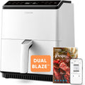freidora de aire, Cosori, Dual Blaze Air Fryer WiFi 6,4L, 90+ Recetas en la App Creadas por Chef en Español, Temperatura y Tiempo Ajustables, Blanca