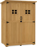 armario, M MCombo, de jardín de Madera pequeño, para Exteriores, terraza, 127 x 59 x 168 cm, 0912 (Natural), Resistente a la Intemperie, balcón