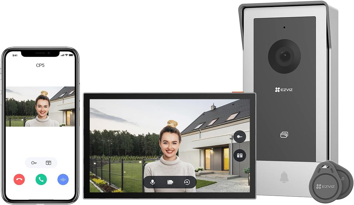 Interfono 1080P, EZVIZ, Desbloqueo en Remoto, Audio Bidireccional, Diseño Delgado, Videoportero WiFi Sistema de Intercomunicación 1080P, 5GHz), CP5