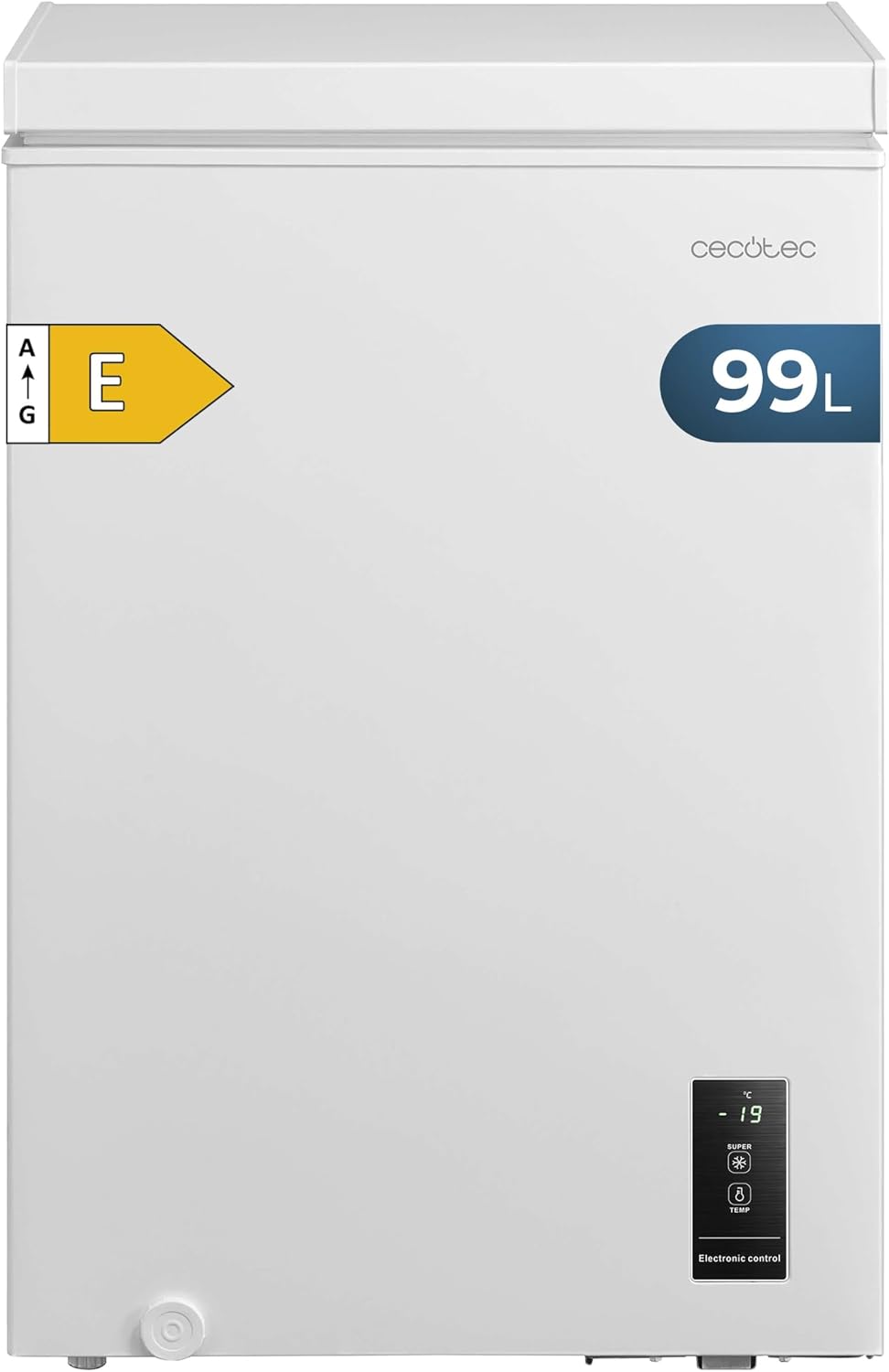 Cecotec 99P congelador horizontal, 99L Bolero CoolMarket Chest 99P White E. Cesta con Asas, Puerta ZeroG (80o-30o), Control Electrónico LED, Compacto