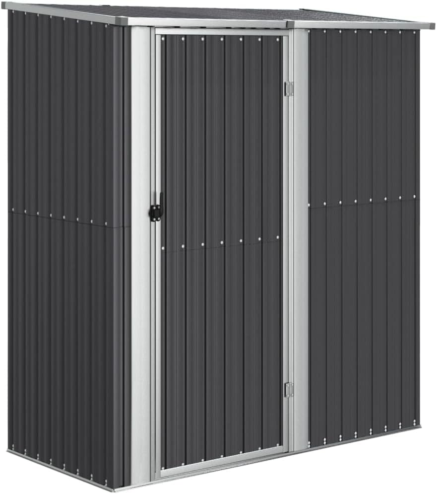 armario, vidaXL, Cobertizo Jardín Cabaña Troncos Herramientas Almacenamiento Exterior Patio Aire Libre Acero Galvanizado Antracita 180,5x97x209,5 cm