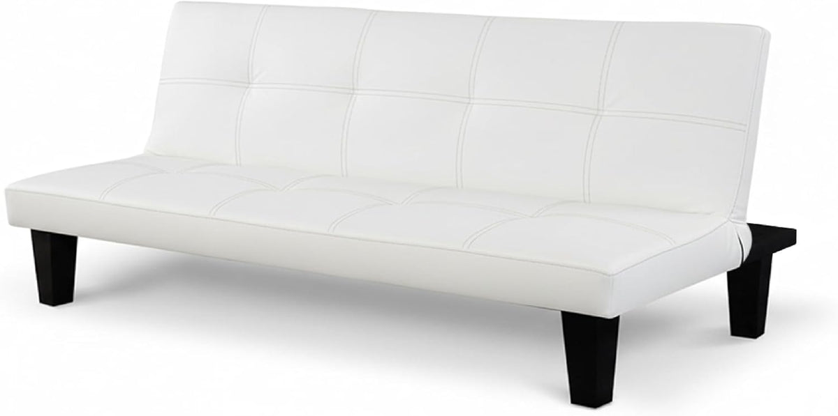 sofá cama, Baroni Home, sofá reclinable con patas de plástico para salón, – de piel sintética de 3 plazas, apertura de 88 cm, 166 x 75 x 70 cm