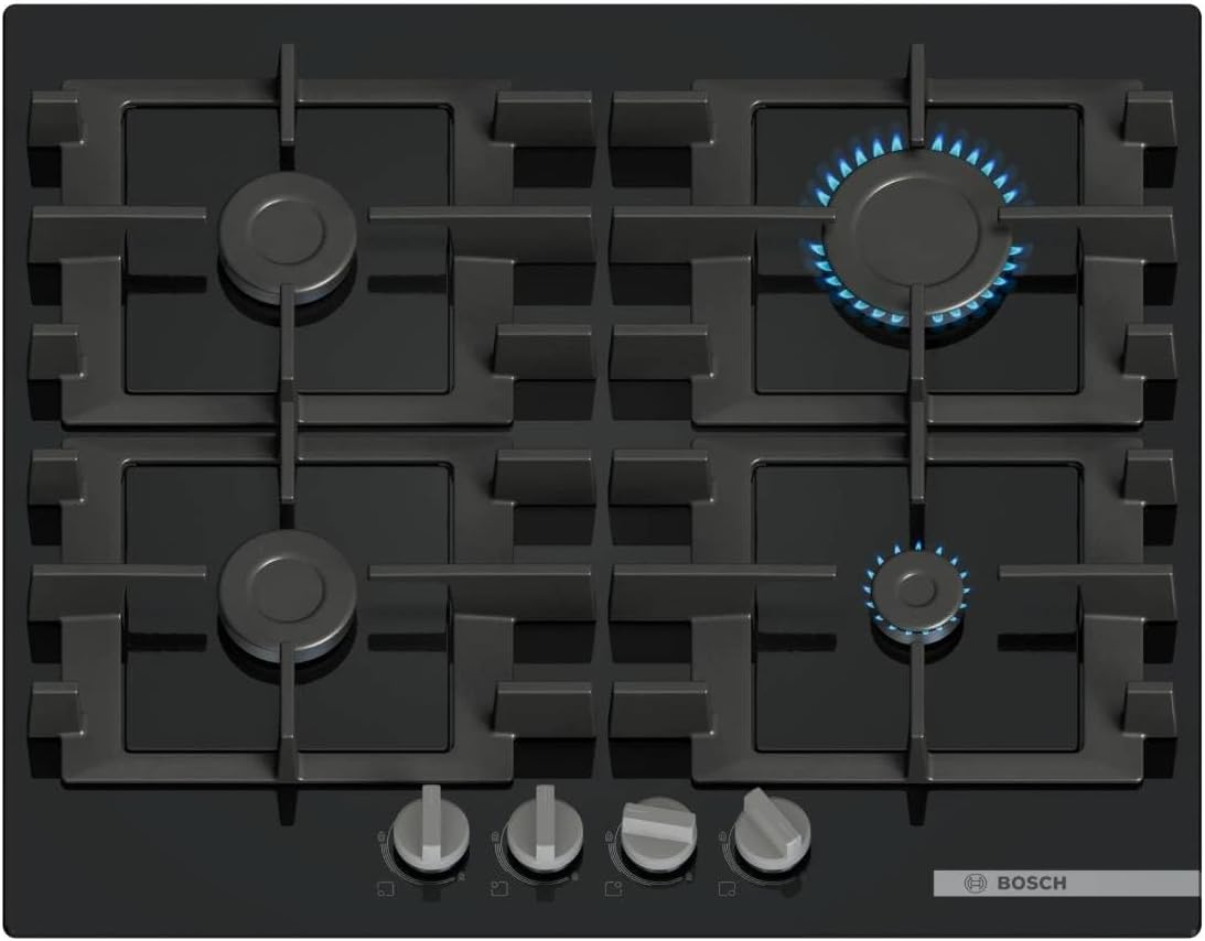Bosch PNP6B6K40 lavavajillas, PNP6B6K40 Serie 4 - Cocina de gas, parrillas de hierro fundido aptas para, serie 6, negro, vidrio templado