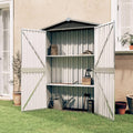 armario, IKAYAA, KAYAA Cobertizo Exterior de Metálica de Exterior para Herramientas 116x45x175 cm