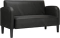 sofá, Emmtore, Loveseat de Cuero sintética Color Negro de 110 cm