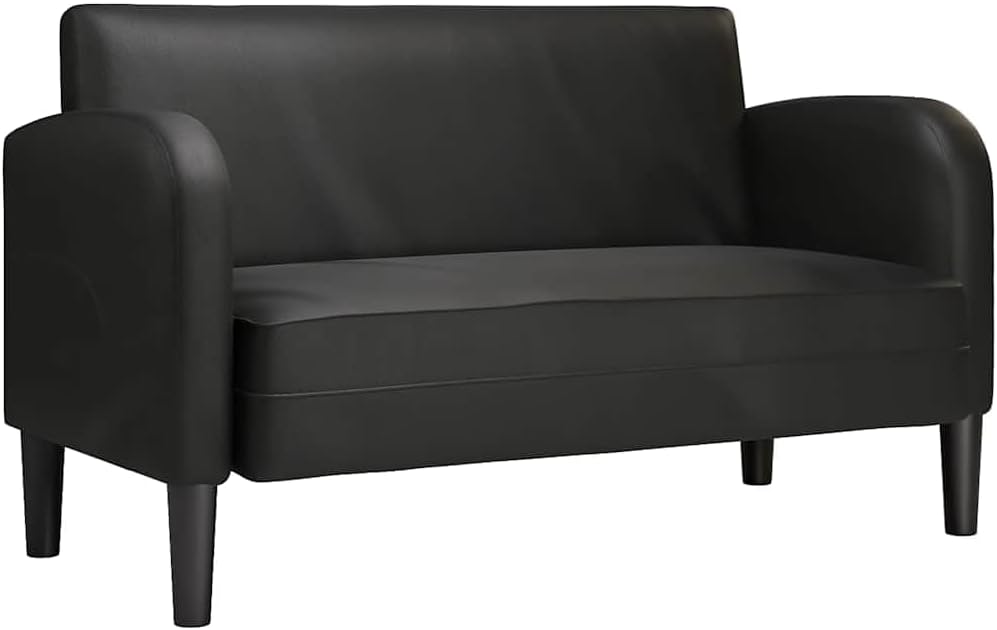 sofá, Emmtore, Loveseat de Cuero sintética Color Negro de 110 cm