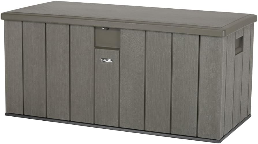 Arcones para patio UV100, LIFETIME, 60215 - Baúl para jardín ultrarresistente 150x72x69 cm UV100 marrón