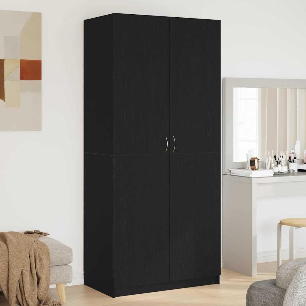 armario, Mandloder, almacenamiento para salón, dormitorio y pasillo, Mangloder de madera de roble negro, tiradores de acero, 90 x 52 x 200 cm